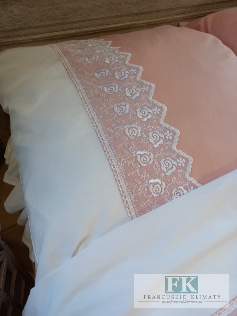 EKSKLUZYWNA POŚCIEL KORONKA TIULOWA 160x200 HANDMADE 160/200 BAWEŁNA 100% FRANCJA PROWANSJA