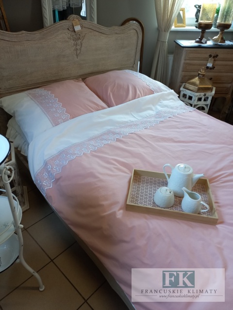 EKSKLUZYWNA POŚCIEL KORONKA TIULOWA 160x200 HANDMADE 160/200 BAWEŁNA 100% FRANCJA PROWANSJA