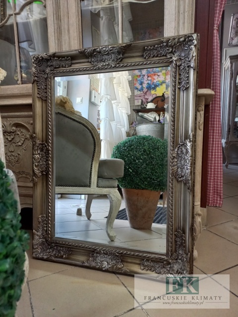 LUSTRO FAZOWANE W RAMIE 85 cm , SREBRO ANTYCZNE