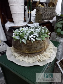 METALOWA PATERA , OSŁONKA , WAZON , DONICA 30,5 CM ZŁOTO ANTYCZNE