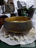 METALOWA PATERA , OSŁONKA , WAZON , DONICA 30,5 CM ZŁOTO ANTYCZNE