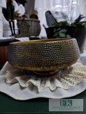 METALOWA PATERA , OSŁONKA , WAZON , DONICA 30,5 CM ZŁOTO ANTYCZNE