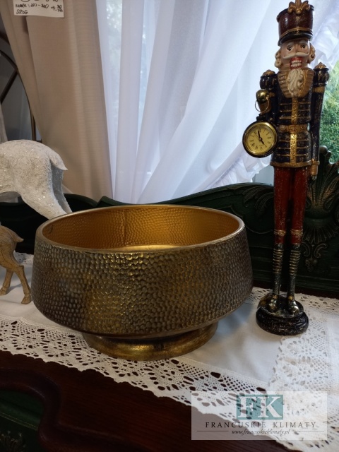 METALOWA PATERA , OSŁONKA , WAZON , DONICA 35 CM ZŁOTO ANTYCZNE