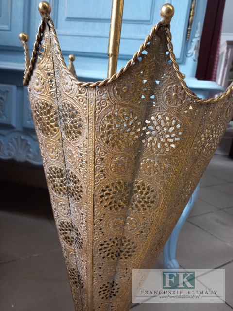 METALOWY PARASOLNIK AŻUROWY 75,5 cm ZŁOTY