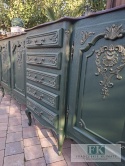dostawa 02-06 stycznia ! FRANCUSKA KOMODA DĄB 275 CM VERT ROYALE butelkowa zieleń muśnięta złotem