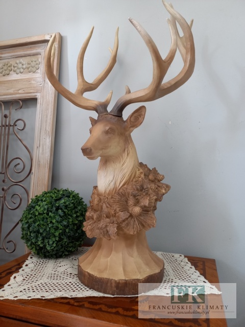 FIGURA POPIERSIE JELEŃ Z POROŻAMI 81 cm