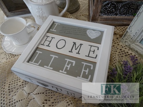 KŁ. HERBACIARKA PUDEŁKO NA HERBATĘ I LOVE TEA 24X24 shabby , prowansja , vintage