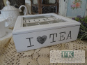 KŁ. HERBACIARKA PUDEŁKO NA HERBATĘ I LOVE TEA 24X24 shabby , prowansja , vintage