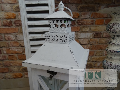 CUDOWNA LATARNIA , LAMPION DREWNO 63 cm MAŁA FRANCJA , SHABBY