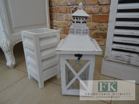 CUDOWNA LATARNIA , LAMPION DREWNO 63 cm MAŁA FRANCJA , SHABBY