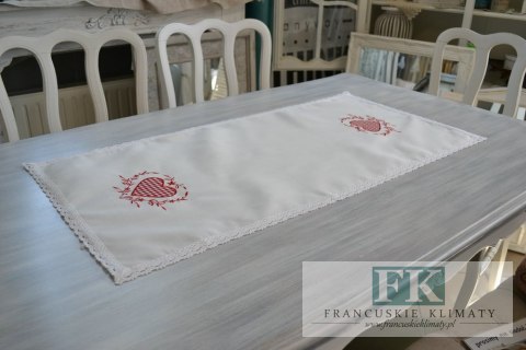 BIEŻNIK SERWETKA Z KOLEKCJI CZERWONE SERCE 50x100 PROWANSJA SHABBY CHIC VINTAGE LOFT BIEŻNIK SERWETKA Z KOLEKCJI CZERWONE SERCE 50x100 PROWANSJA SHABBY CHIC VINTAGE LOFT