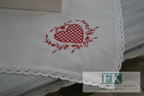 BIEŻNIK SERWETKA Z KOLEKCJI CZERWONE SERCE 85X85 PROWANSJA SHABBY CHIC VINTAGE LOFT BIEŻNIK SERWETKA Z KOLEKCJI CZERWONE SERCE 85X85 PROWANSJA SHABBY CHIC VINTAGE LOFT