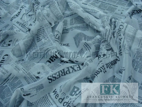 TKANINA MATERIAŁ, metraż woal GAZETA NEWSPAPER SZER 160
