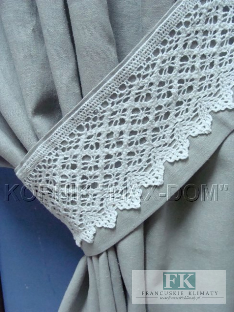 *VINTAGE SHABBY KPL lambrekin boki szarfa koronka