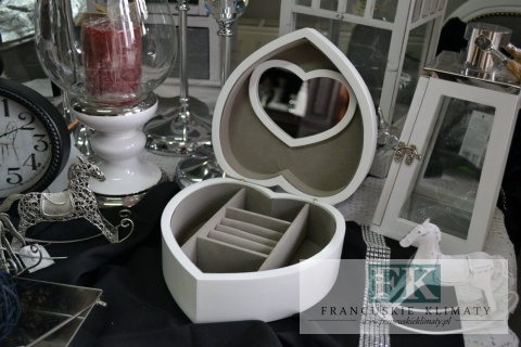 CUDO SZKATUŁKA 21 X 21 NA BIŻUTERIĘ SERCE LUSTERKO shabby , prowansja , vintage