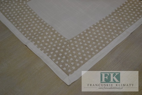 BIEŻNIK BEŻOWO-BIAŁY SERCA 50X100 SHABBY CHIC PROWANSJA FRANCJA