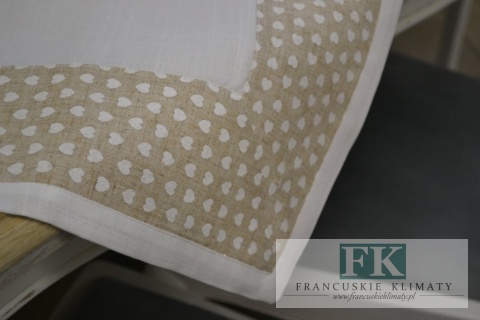 BIEŻNIK BEŻOWO-BIAŁY SERCA 70X140 SHABBY CHIC PROWANSJA FRANCJA