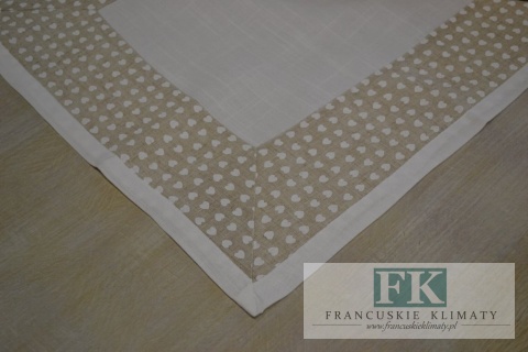 BIEŻNIK BEŻOWO-BIAŁY SERCA 70X140 SHABBY CHIC PROWANSJA FRANCJA