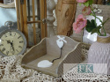 WSPANIAŁY DREWNIANY SERWETNIK BIAŁE SERCE 19 CM SHABBY CHIC VITAGE PROWANSJA