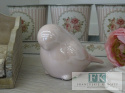 FIGURA CERAMICZNA PTAK RÓŻOWY 12 CM PROWANSJA SHABBY CHIC