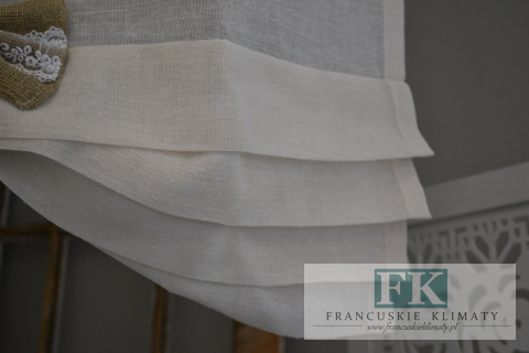 ROLETKA , EKRAN , PANEL BATYST LEN KORONKA SHABBY CHIC PROWANNSJA VINTAGE