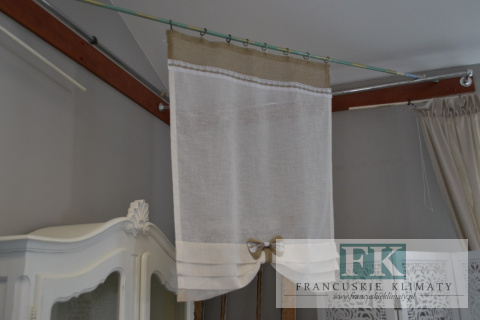 ROLETKA , EKRAN , PANEL BATYST LEN KORONKA SHABBY CHIC PROWANNSJA VINTAGE