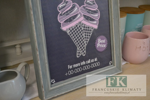 PRZEPIĘKNY OBRAZ ICE CREAM 40X30 W STYLU PIN UP RETRO VINTAGE
