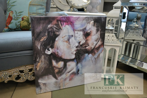 OBRAZ NA PŁÓTNIE ZAKOCHANA PARA 60X60 SHABBY CHIC PŁÓTNO