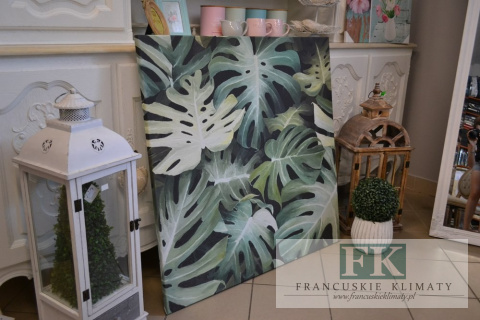 100X100cm ! na płótnie OBRAZ MOSTERA LIŚCIE STYL NOWOCZESNY BOHO PŁÓTNO