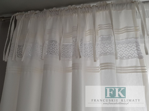ZASŁONA bawełna /koronka W STYLU PROWENSALSKIM , FRANCUSKIM , SHABBY