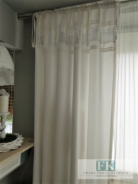 ZASŁONA bawełna /koronka W STYLU PROWENSALSKIM , FRANCUSKIM , SHABBY