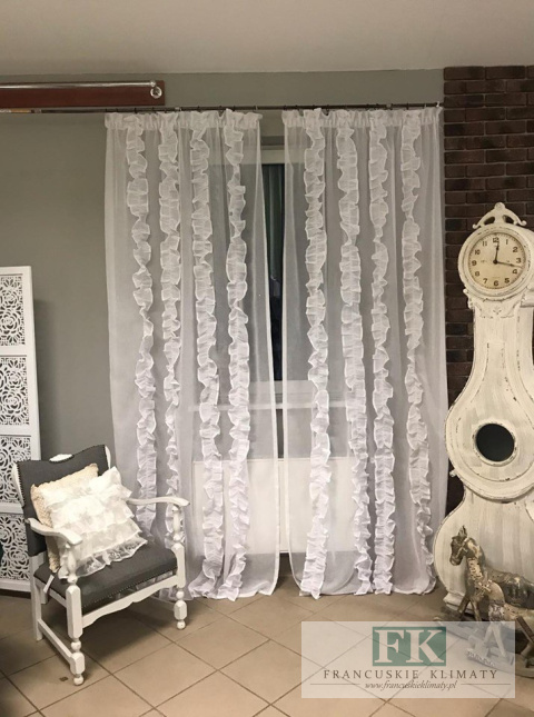 FIRANA BOK FALBANY PIONOWE , BATYST W STYLU PROWENSALSKIM , FRANCUSKIM , SHABBY