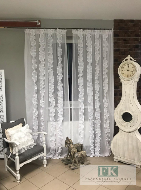FIRANA BOK FALBANY PIONOWE , BATYST W STYLU PROWENSALSKIM , FRANCUSKIM , SHABBY
