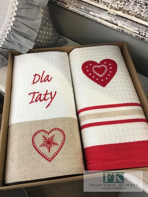 KPL ŚCIERECZEK BAWEŁNIANYCH KUCHENNYCH LEN haft styl sielanka