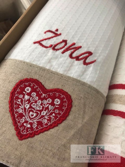 KPL ŚCIERECZEK BAWEŁNIANYCH KUCHENNYCH LEN haft styl sielanka