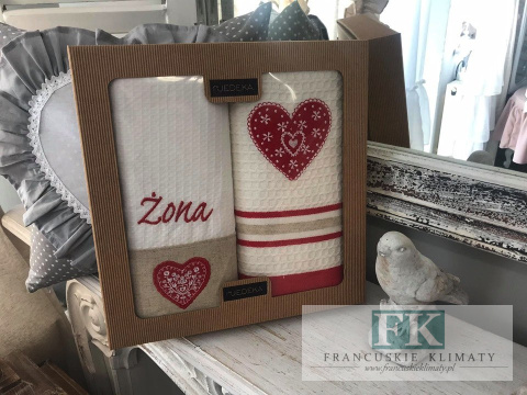 KPL ŚCIERECZEK BAWEŁNIANYCH KUCHENNYCH LEN haft styl sielanka