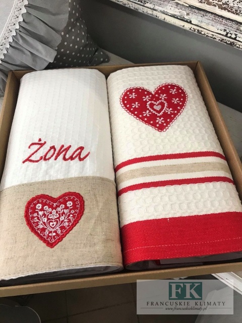 KPL ŚCIERECZEK BAWEŁNIANYCH KUCHENNYCH LEN haft styl sielanka