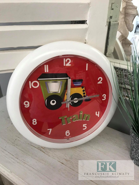 ZEGAR ŚCIENNY DZIECIĘCY 25,5 CM TRAIN STYL RETRO VINTAGE NOWOCZESNY