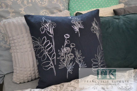 POSZEWKA 40X40 KWIATY GLAMOUR SREBRO GRAFIT