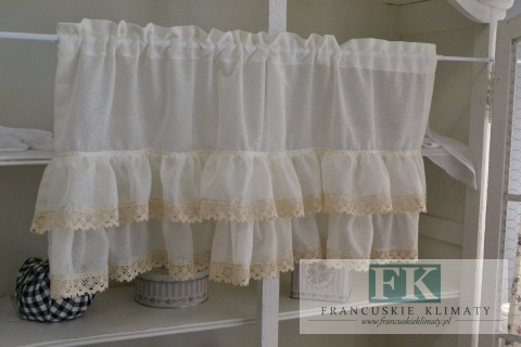 ZAZDROSTKA 2 FALBANY , BATYST , ETAMINA KORONKA , W STYLU RETRO , VINTAGE , PROWENSALSKIM , FRANCUSKIM , SHABBY