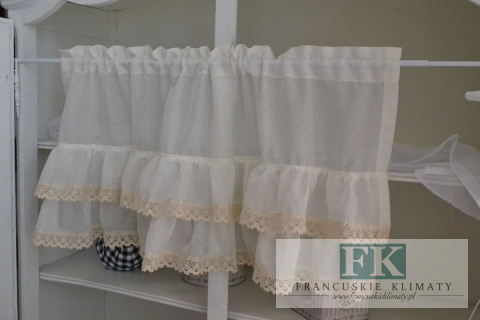ZAZDROSTKA 2 FALBANY , BATYST , ETAMINA KORONKA , W STYLU RETRO , VINTAGE , PROWENSALSKIM , FRANCUSKIM , SHABBY