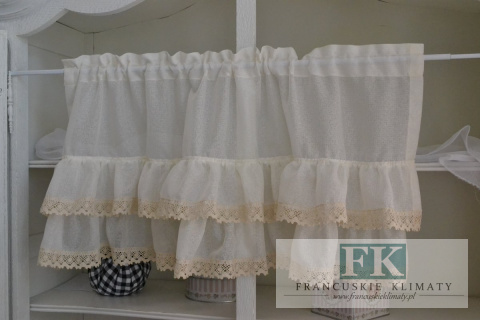 ZAZDROSTKA 2 FALBANY , BATYST , ETAMINA KORONKA , W STYLU RETRO , VINTAGE , PROWENSALSKIM , FRANCUSKIM , SHABBY