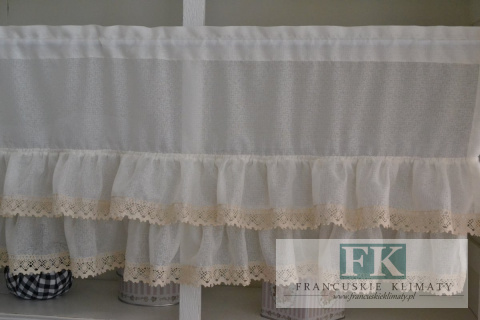 ZAZDROSTKA 2 FALBANY , BATYST , ETAMINA KORONKA , W STYLU RETRO , VINTAGE , PROWENSALSKIM , FRANCUSKIM , SHABBY