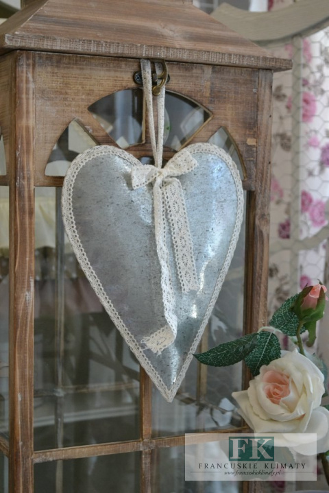 DEKORACJA SERCE METAL KORONKA 27 CM SHABBY CHICPROWANSJA VINTAGE RETRO