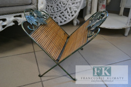 GAZETNIK METAL KUTY RATTAN VINATGE RETRO