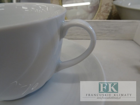 KOLEKCJA FALBANKA BULIONÓWKA+SPODEK poj. 200ml. styl francuski, shabby, vintage