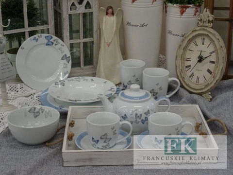 KOLEKCJA MOTYL TALERZ PŁYTKI śr. 27 CM styl francuski, shabby, vintage