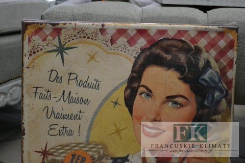 OBRAZ NA PŁÓTNIE DAMA KOBIETA Z KONFITURĄ 45X45 RETRO VINTAGE SHABBY CHIC