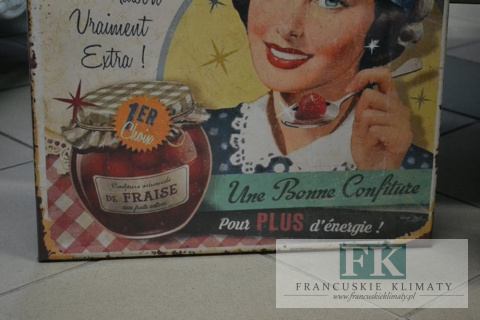 OBRAZ NA PŁÓTNIE DAMA KOBIETA Z KONFITURĄ 45X45 RETRO VINTAGE SHABBY CHIC