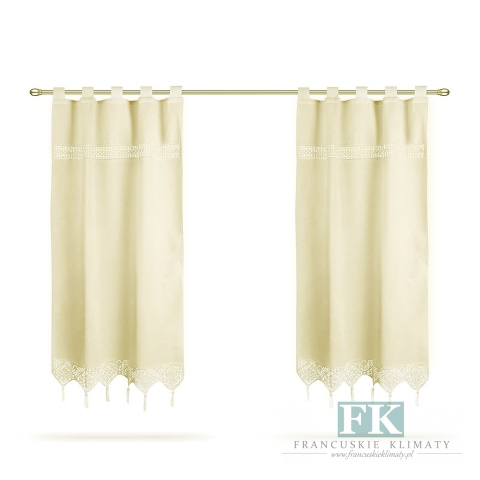 Komplet 2 szt . ZASŁON BAWELNA + SZYDEŁKO / NICIANKA wys. 150 cm BOHO frędzle , koralki